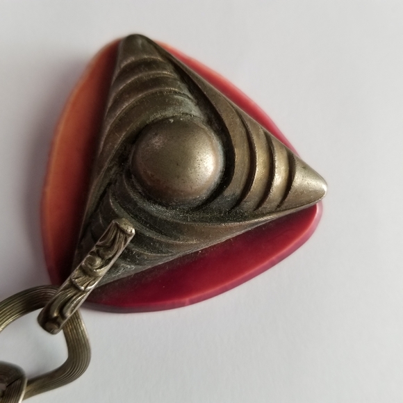 Relisted - Vintage Art Deco cloak clasp rust orange autumn fall early plastic - Picture 5 of 16